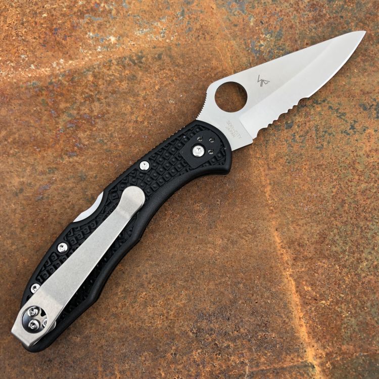 Spyderco Delica 4 Black FRN CombinationEdge VG-10 Blade Folding Knife